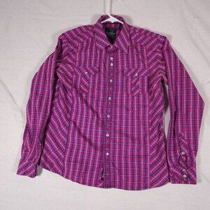 Civil Society We the People Snap Button Shirt Mens Medium Pink Plaid Western